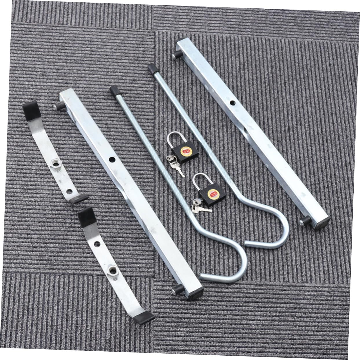 One Pair Silver Ladder Clamp Car Roof Carrier Safety Lock Set for Secure Vehicle Transport Durable Van Roof Hook and Car Carrier Clamp