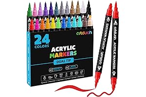 24 Colors Dual Brush Tip Acrylic Paint Markers