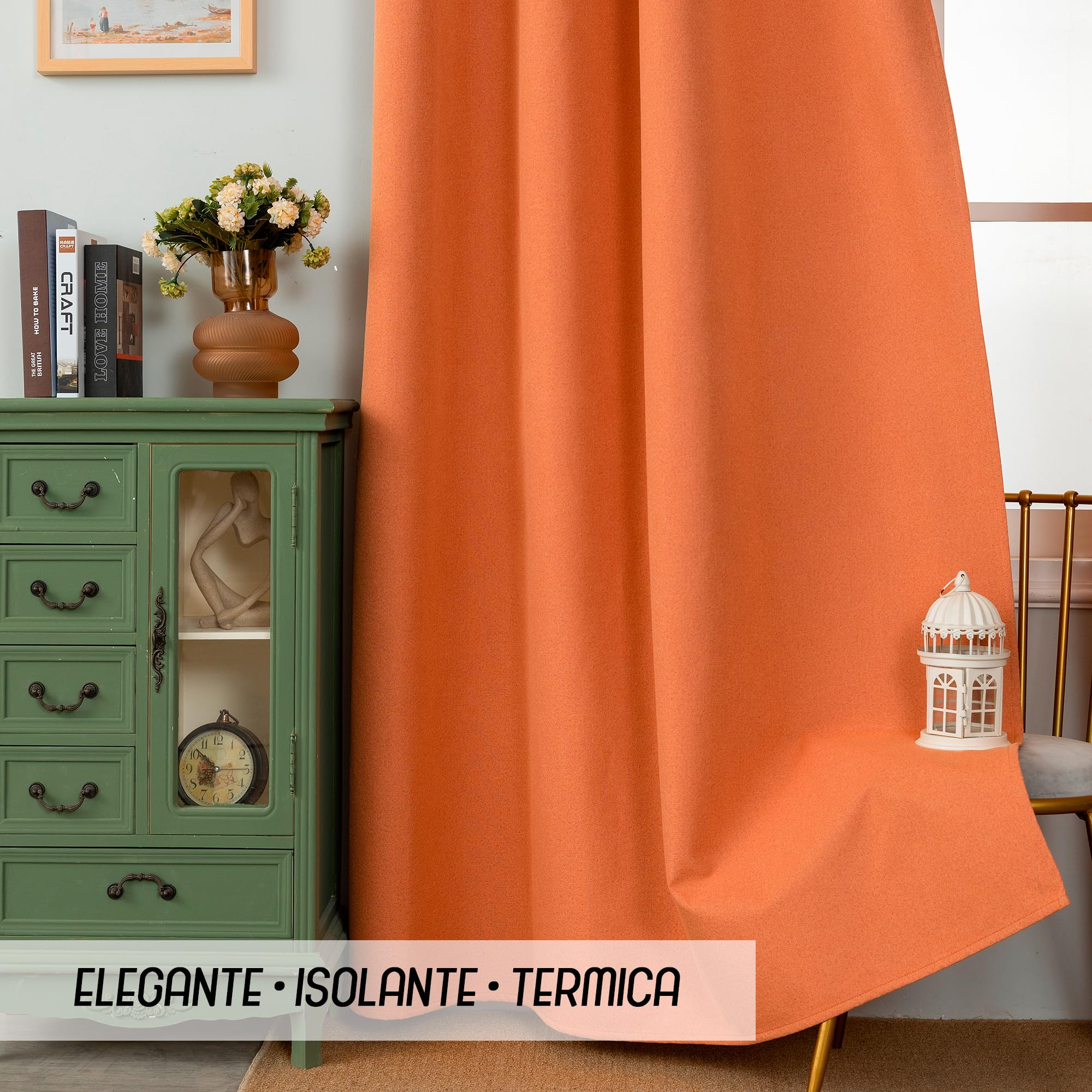 GIRASOLE HOME Paire de rideaux barbade thermiques totalement occultants 2 panneaux avec poche