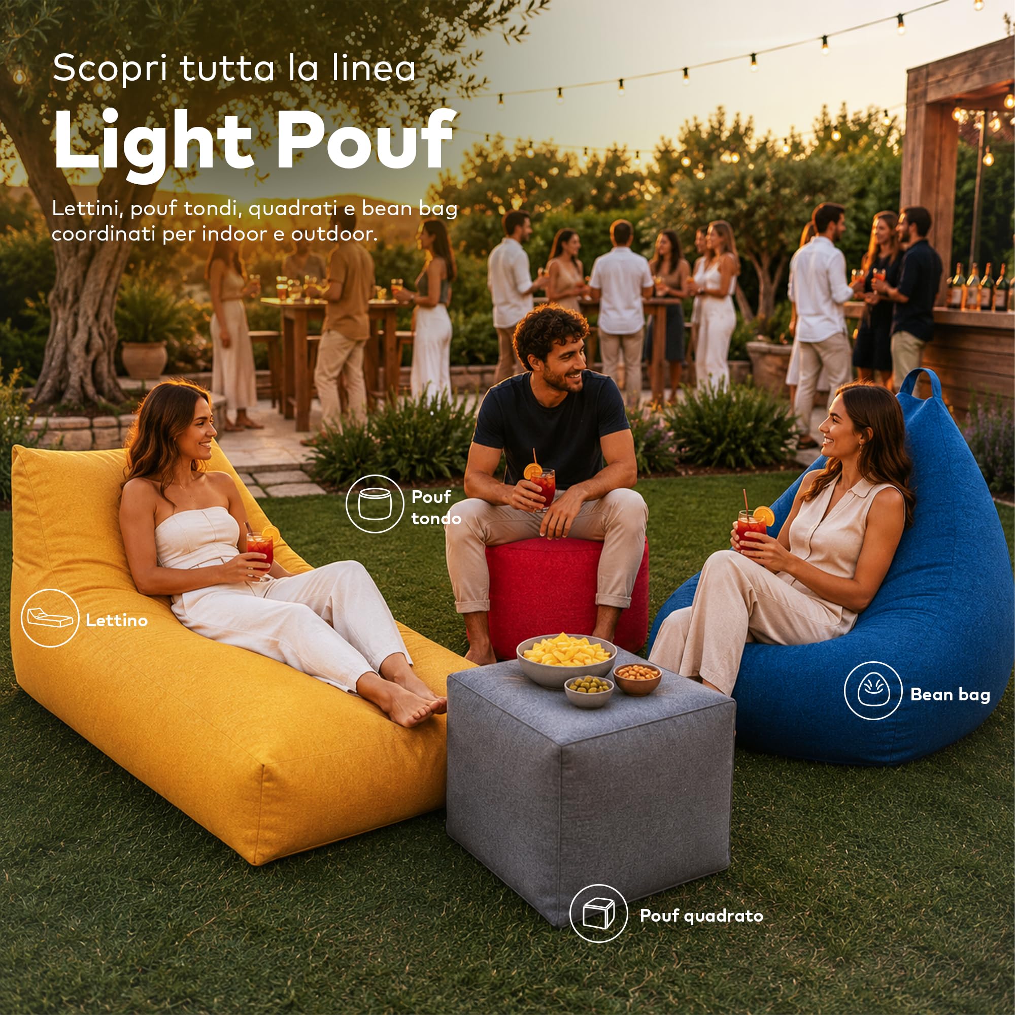 Deshome - Pouf lettino prendisole da esterno sfoderabile - Puff poltrona sacco outdoor idrorepellente con imbottitura, chaise longue design Grigio luce