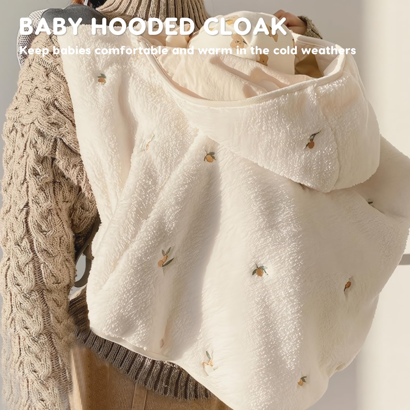 SONARIN Chaude Cape à Capuche Bébé,Manteau d'Hiver Doux Épais Poncho Tout-Petits Mignon Vêtements d'Extérieur Coupe-Vent Veste Châle pour Bébé Garçon Filles 1-3 Ans