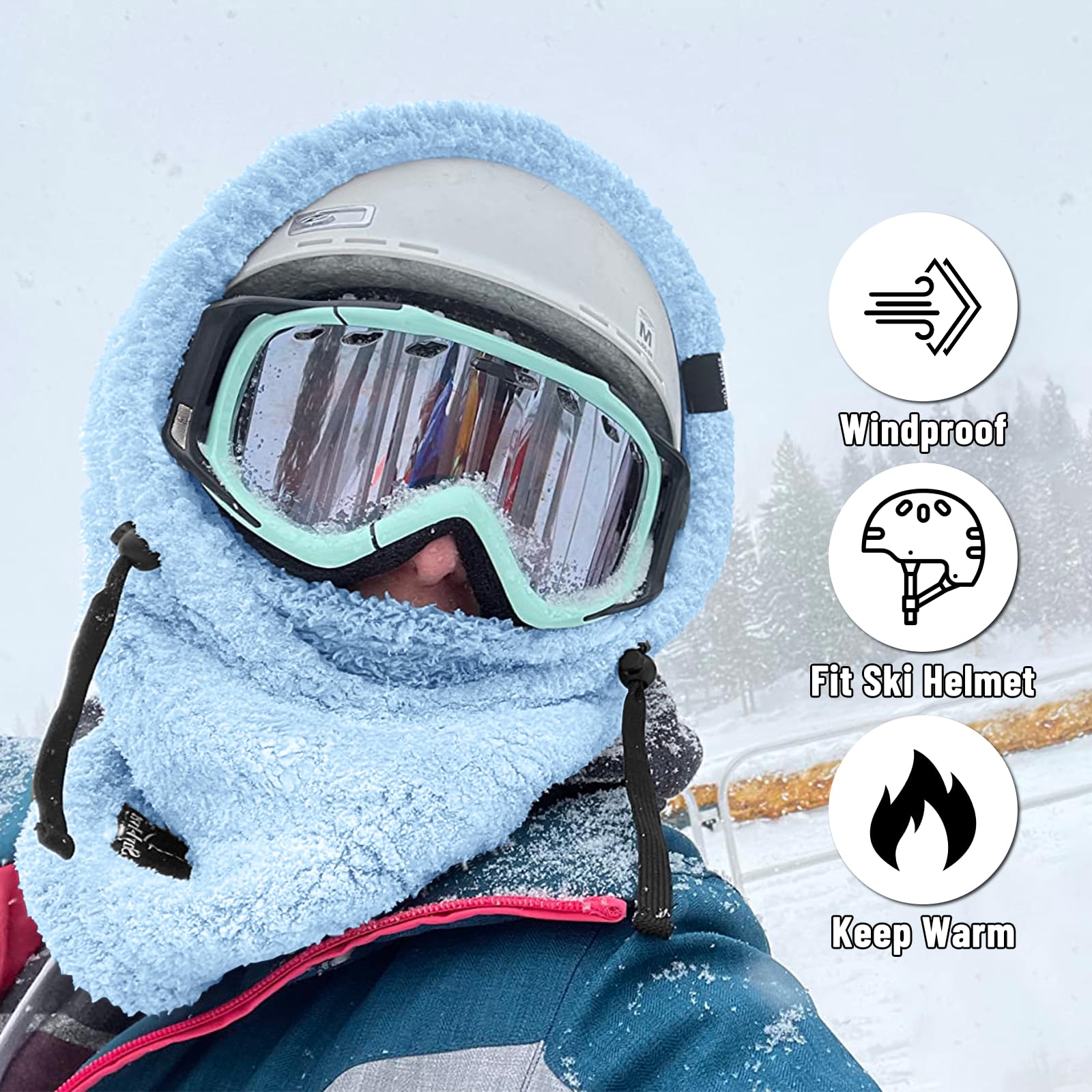 Senllen Balaclava Cold Weather Fleece Windproof Ski Mask Winter Breathable Thermal Face Mask Neck Warmer Scarf Helmet Hood