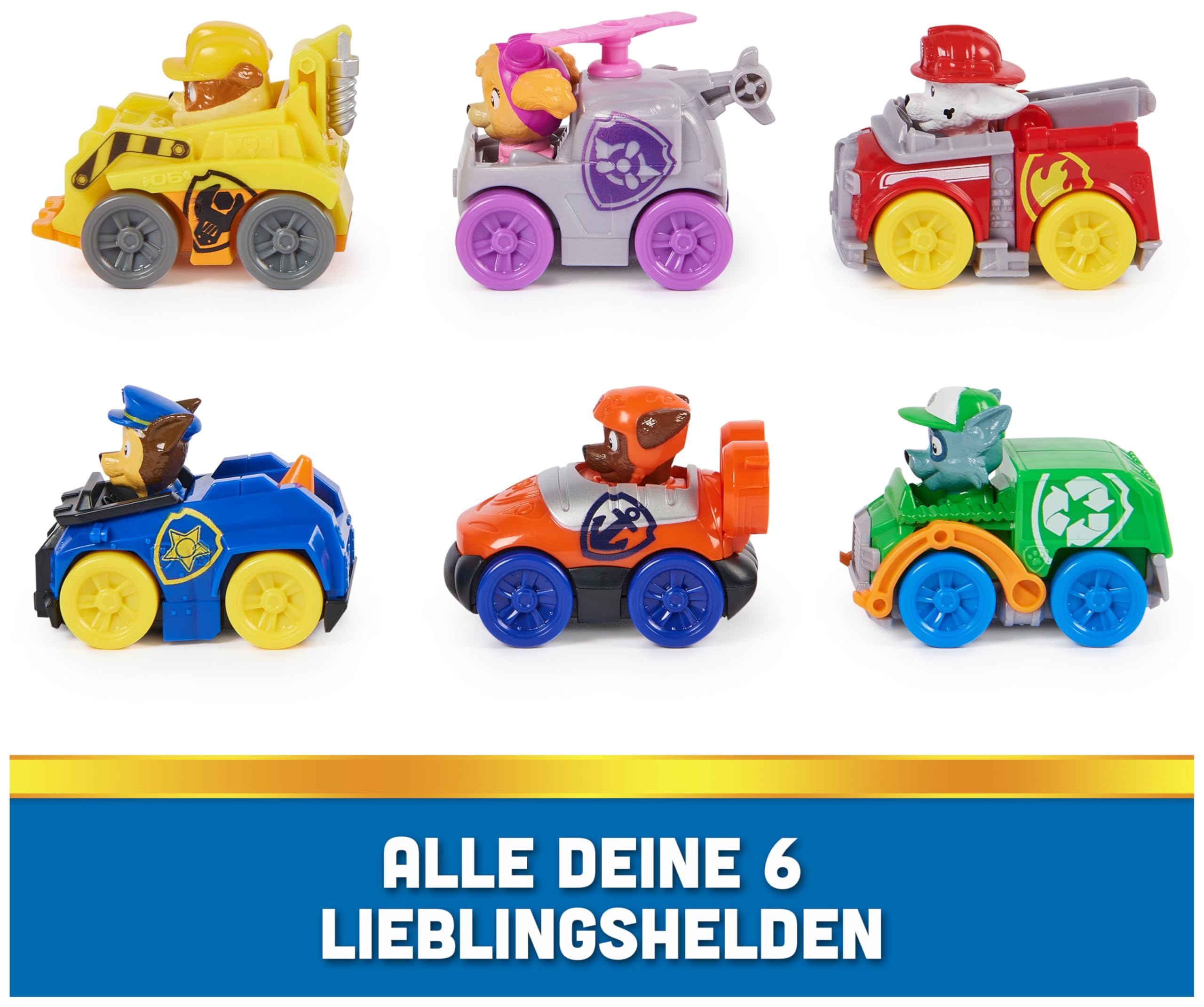 PAW PATROL - Fahrzeug Set Pup Squad Racers, 6-teiliges Geschenkset, Mini-Flitzer im Hosentaschen-Format 6 cm, für Kinder ab 3 Jahren