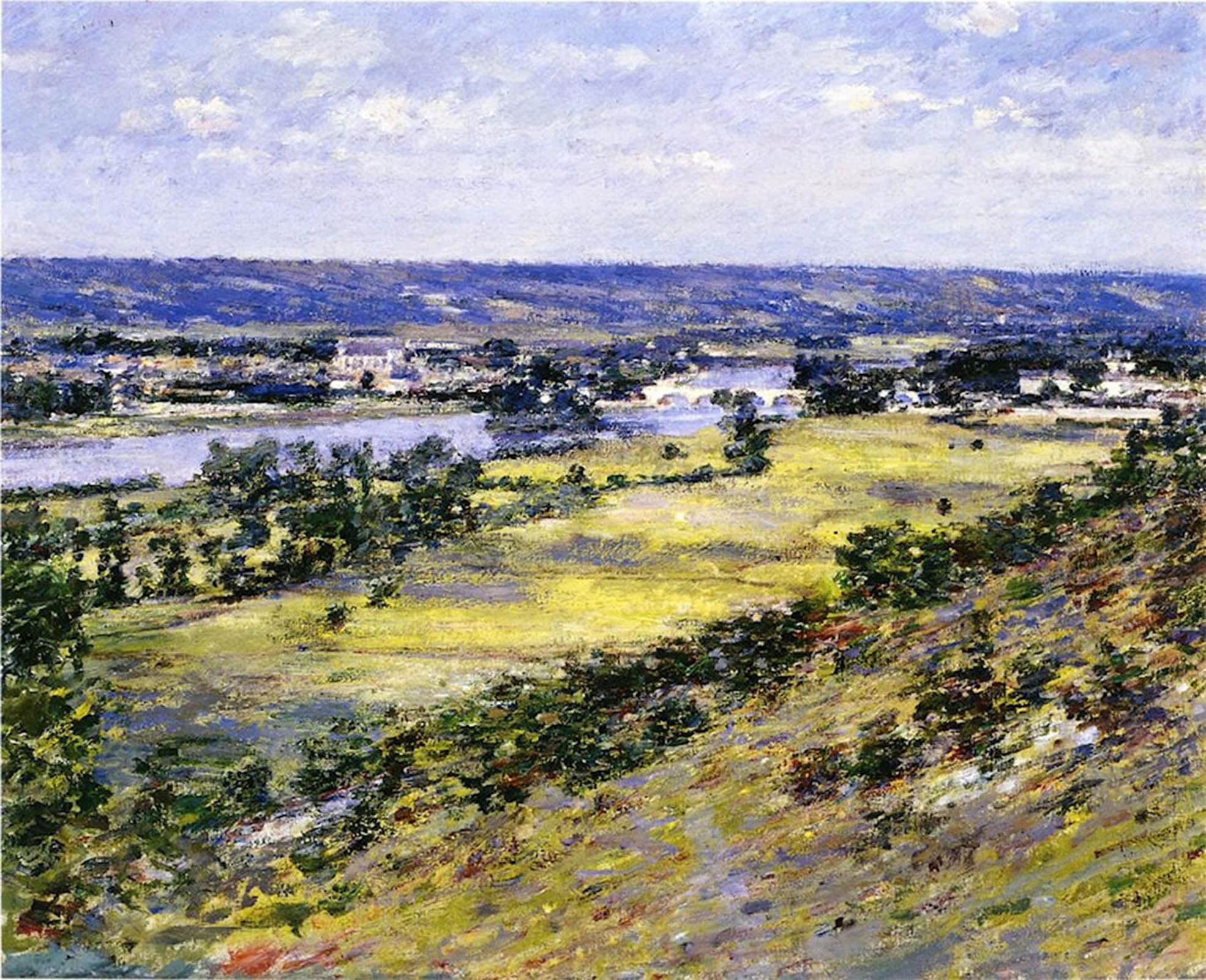 Artxlxxbn No Frame Famous Painting Canvas Artwork Graffiti Print Valley Of The Seine From Giverny Heights By Theodore Robinson Portrait Canvas Image For Home Decor 60X90cm