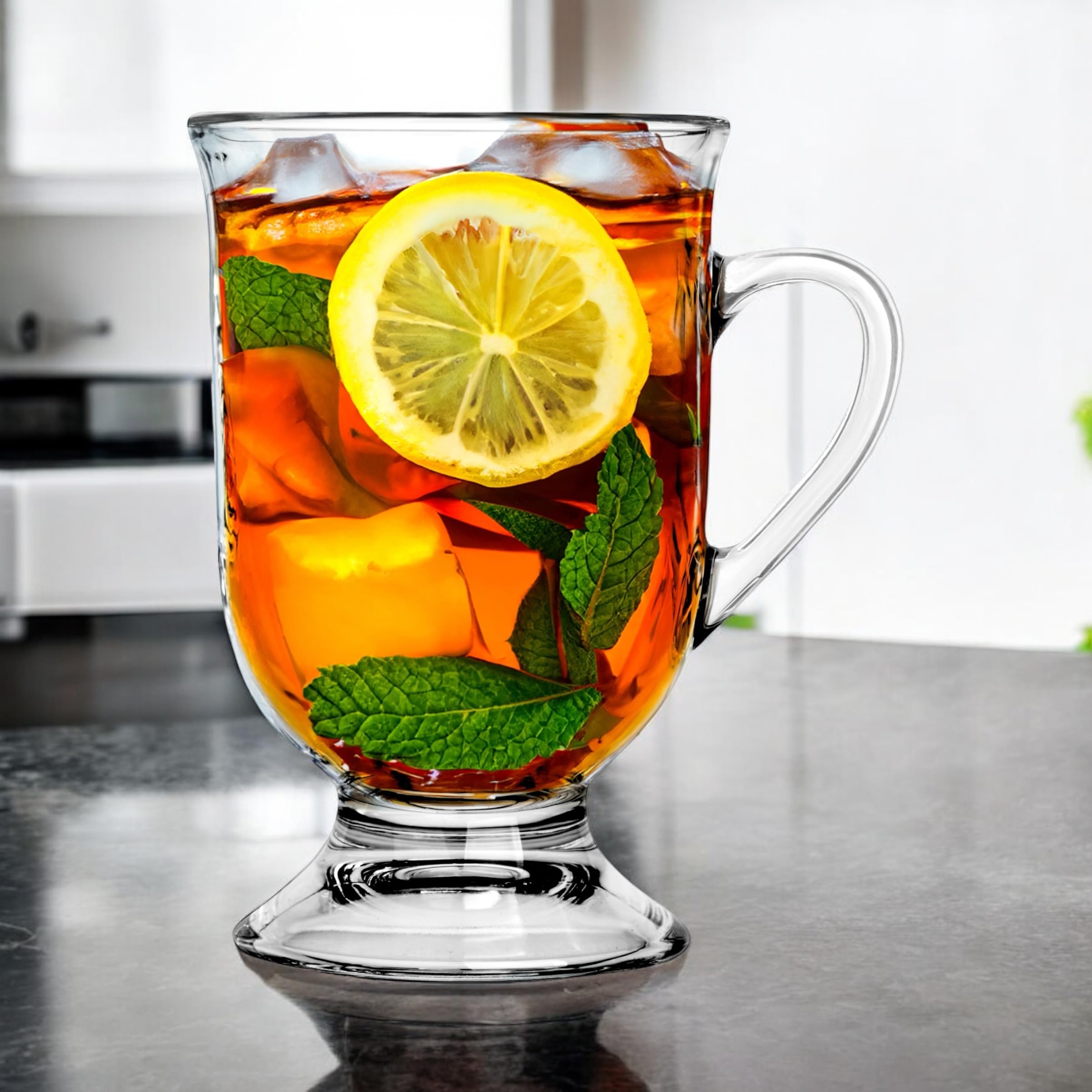 Trinkgläser Set 420 ml – 24 Stück Wassergläser Perfekt für Kaffee, Tee und heiße Getränke - Dessertgläser - Ergonomischer Griff - Spülmaschinenfest - Ideal für Zuhause und Büro