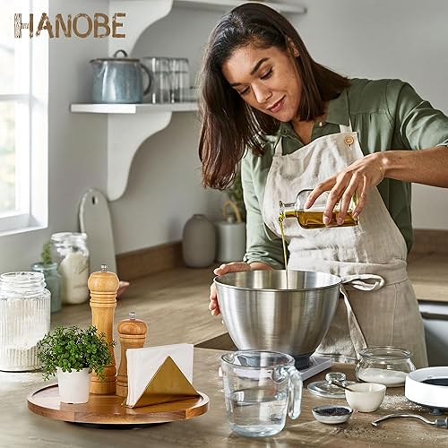 Miniatura 9 de Hanobe Bandeja de madera Lazy Susan mesa giratoria redonda de madera de acacia bandejas decorativas para mesa de centro de mesa de centro de mesa de