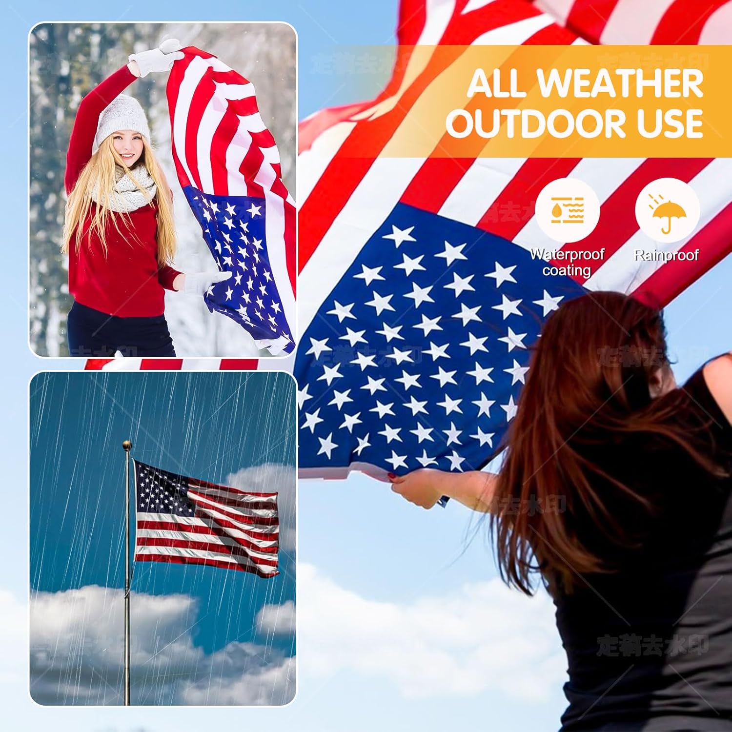 American Flag for Outside 3x5 Ft Upgraded Thickened Spun Polyester Series Fade-Resistant Ultra Durable Tear-Resistant Heavy Duty USA US Flags Heavy Duty , Embroidered Stars, Sewn Stripes, Brass Grommets - Image 5