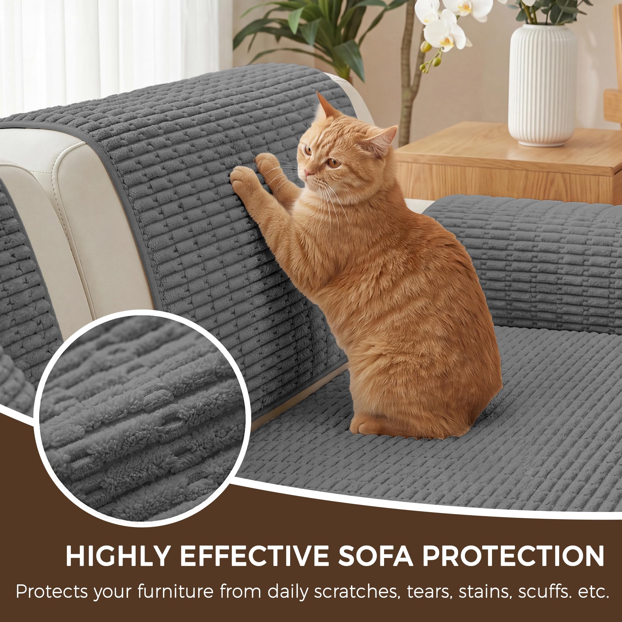 Foxdecor Sofabezüge für Sofa, Hundesofa, Sitzbezüge, rutschfeste Hundematte, Haustier-Pad, Decke für Sofa, Stuhl, Liege, Bett, Möbelschutz, 81,3 x 177,8 cm, Dunkelgrau