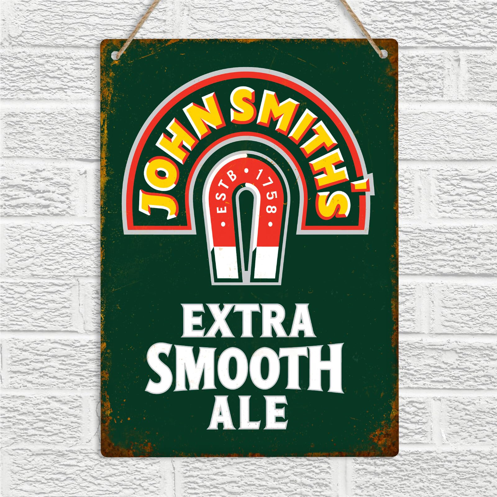 Yelacecca John Smiths Vintage Retro Style Metal Wall Sign Plaque Ale Beer Pub Bar Man Cave Vintage Metal Sign Plaque Poster 8X12 Inches