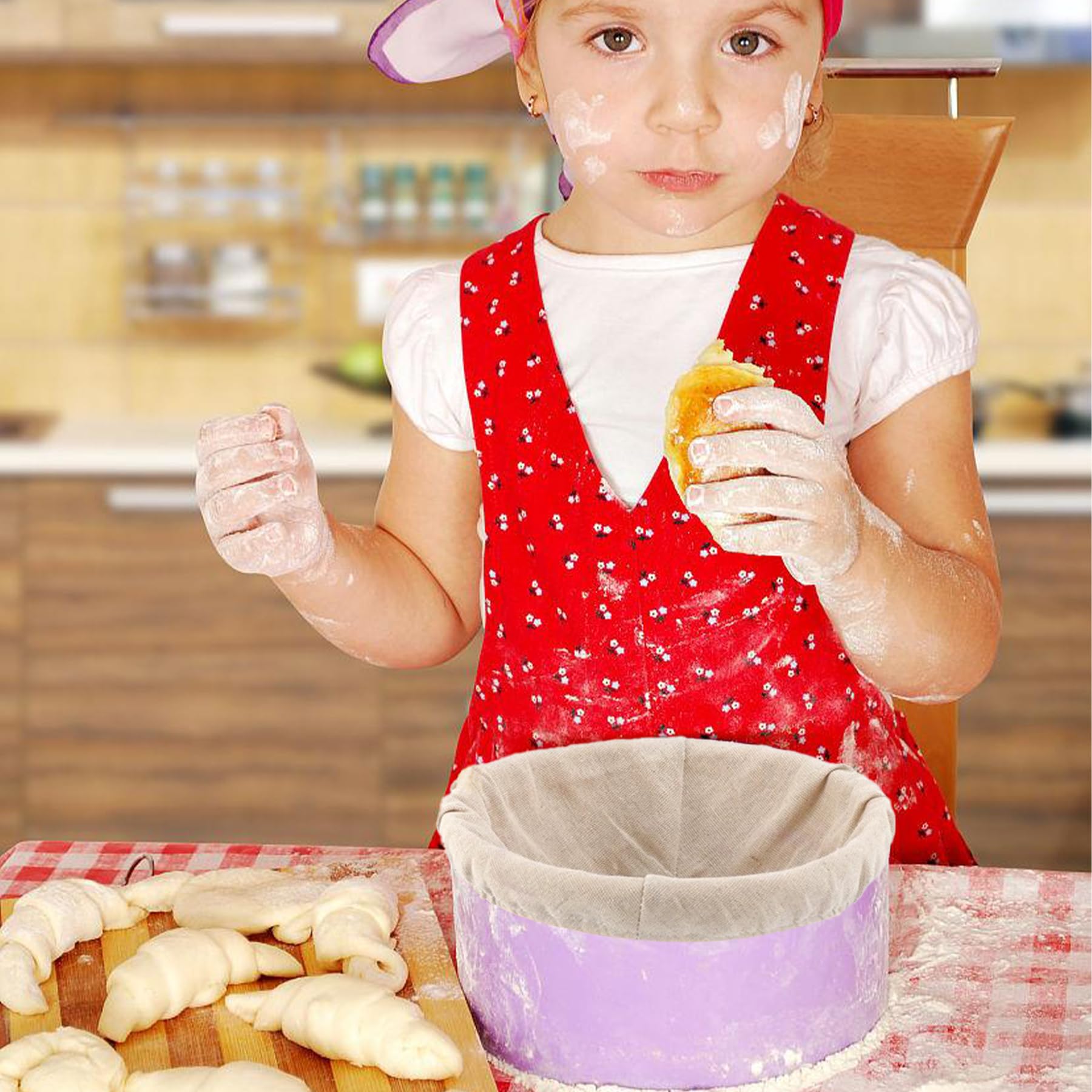 6 szt. Kosz na chleb wielokrotnego użytku do pieczenia chleba w proszku i lepkości pokrowiec na ciasto wysoka higroskopijność wiejska bagietka ciasto matka ciasto