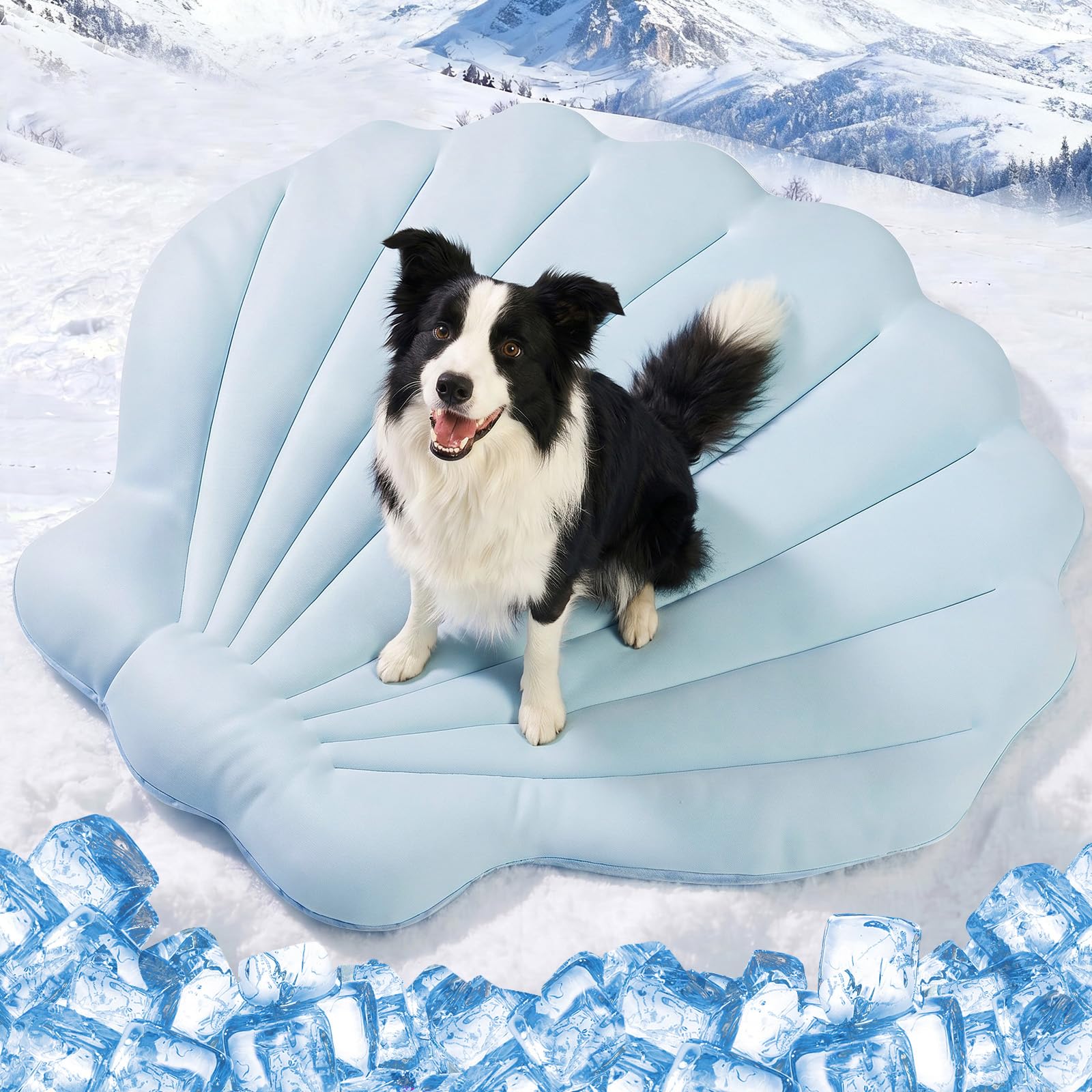 Tappetino Rinfrescante per Cani 100 × 100 cm Grande, Q-Max>0,5 Materassino Autorefrigerante, Doppia Faccia Fresco & Caldo, Lavabile in Lavatrice, Letto Fresco per Gatti,Senza Gel, Cielo Blu