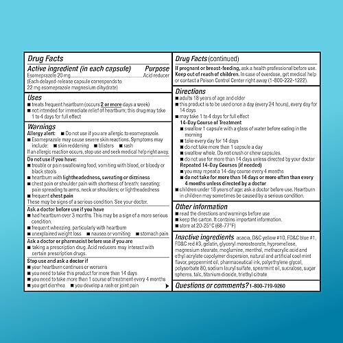 Vista 15 de Yaxa Basic Care Esomeprazol Magnesio Cápsulas de liberación retardada, 20 mg, reductor de ácido, medicina para la acidez estomacal, 42