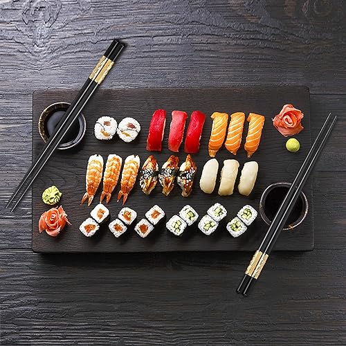 Miniatura 6 de 5 pares de palillos de fibra de vidrio aptos para lavavajillas, juego de palillos japoneses de dragón chino premium, estilo clásico reutilizable