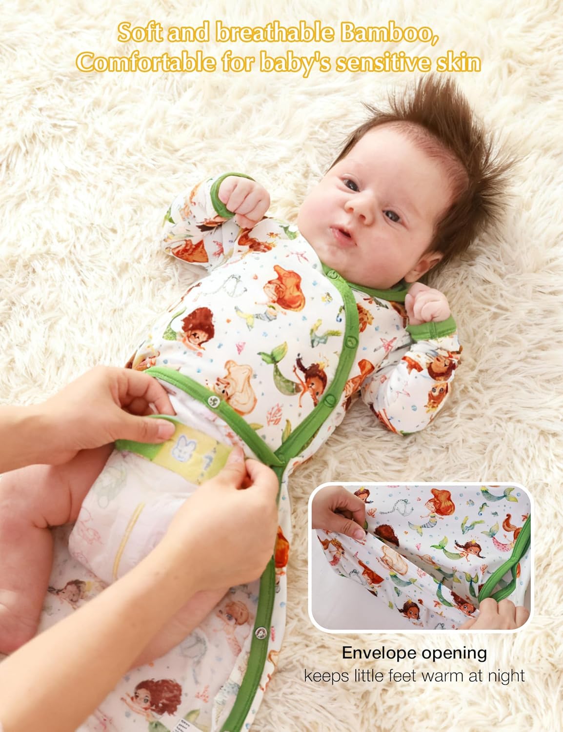 Bamboo Viscose Baby Gowns for Girls Long Sleeve Side Snaps Newborn Sleeper Gown