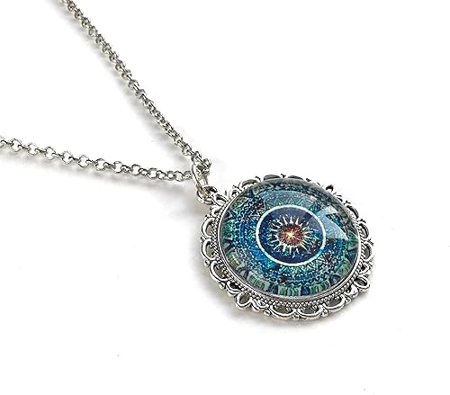 Miniatura 3 de Blue Mandala Necklace - Bohemian Pendant for Women - Handmade Meditation Jewelry