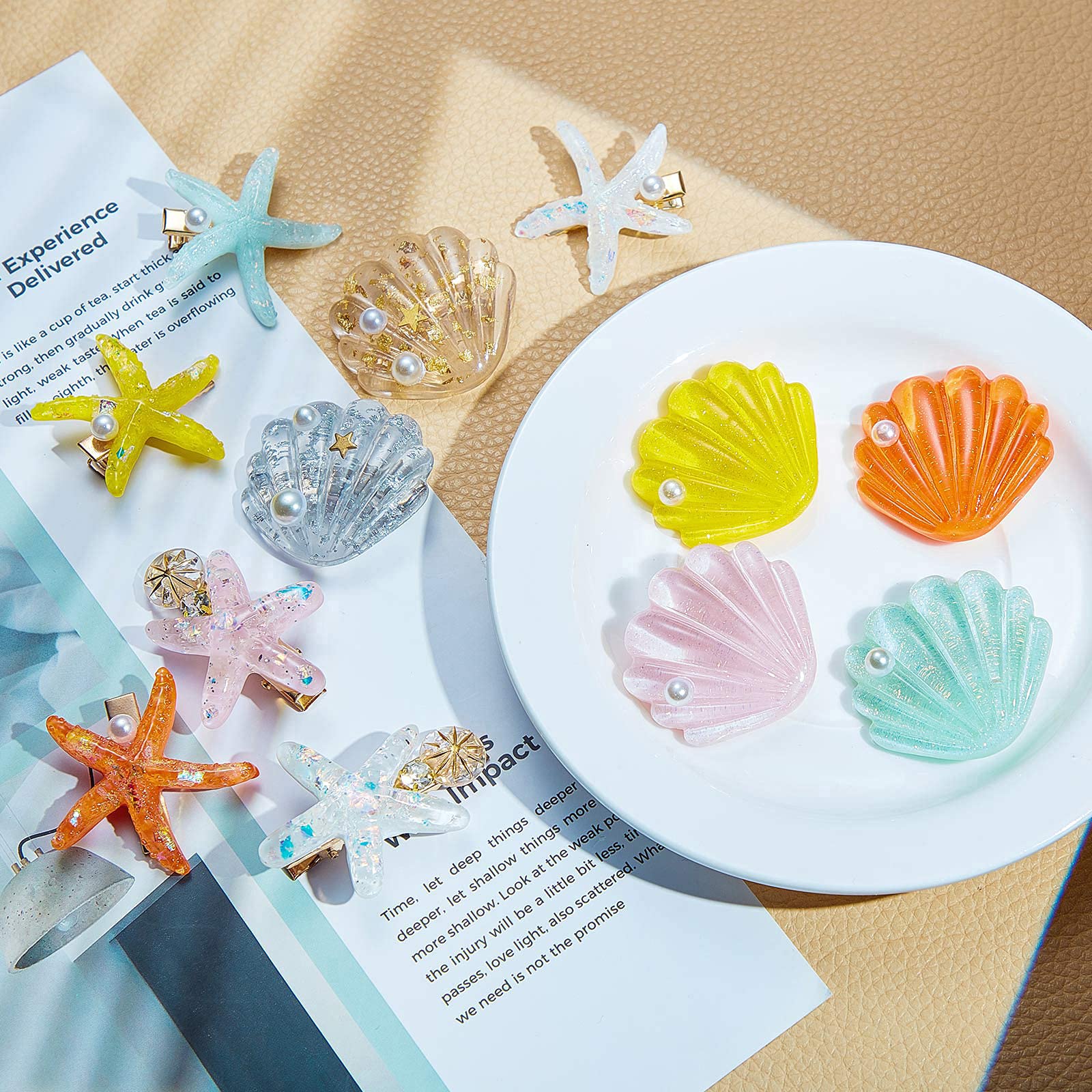 Amazon.co.jp: 12個の人工シェルパールヒトデヘアクリップセット