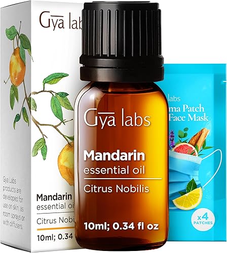 Gya Labs - Aceite esencial de mandarina, potenciador del estado de ánimo, para la piel y días descansados, 0.3 fl oz, aceites esenciales de