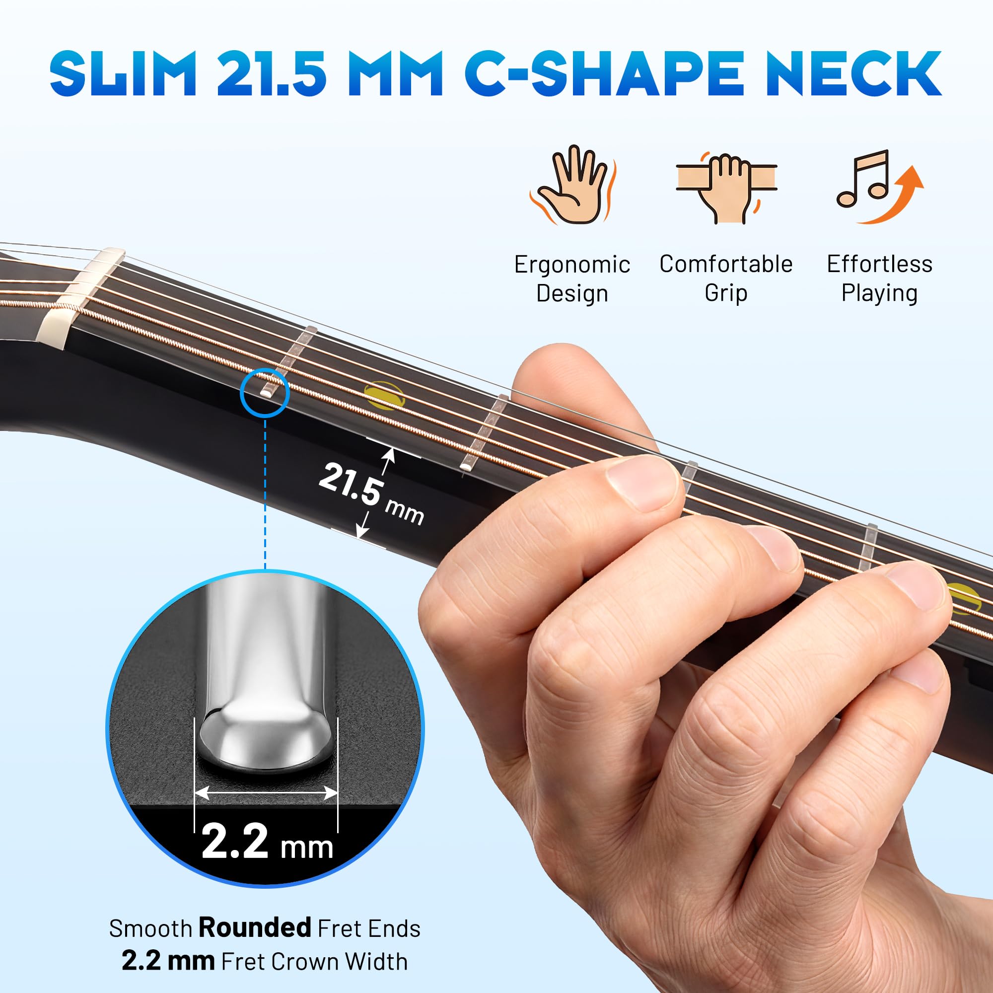 CAHAYA Carbonfaser Akustikgitarre 38 Zoll, ultraleicht 1,9 kg, Reisegitarre | OM-Bauform, ultraleicht 1,9 kg, wetterfest; Low Action, Modern-C-Hals, Stahlsaiten, Gigbag & Zubehör für Anfänger und Reisen