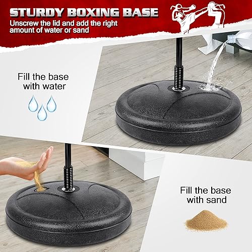 Miniatura 5 de Saco de boxeo para niños de 3, 4, 5, 6, 7, 8 años en adelante, juego de bolsa de boxeo con guantes de boxeo, saco de boxeo ajustable en altura,