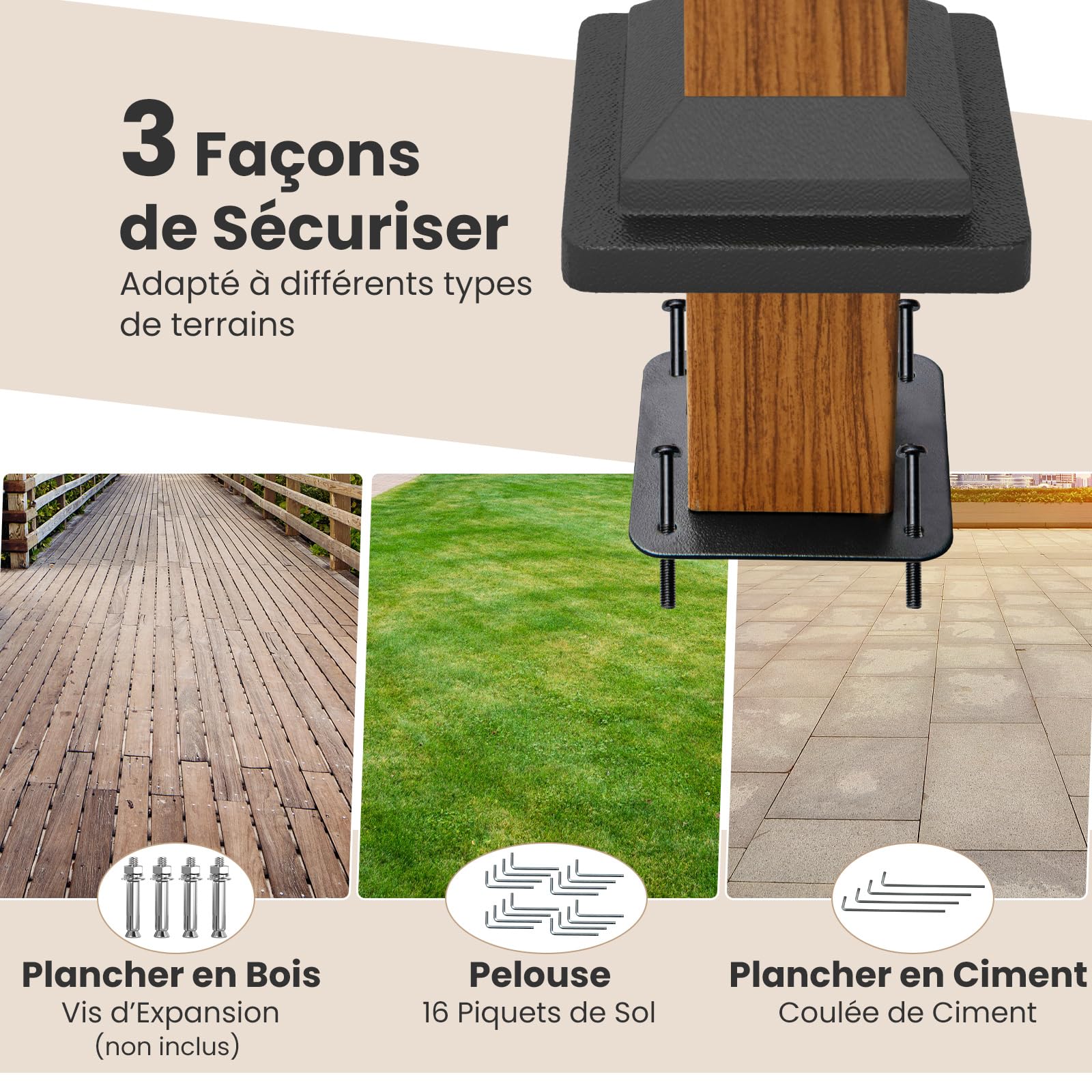 RELAX4LIFE Pergola de Jardin 3,6x3 m avec Auvent Rétractable