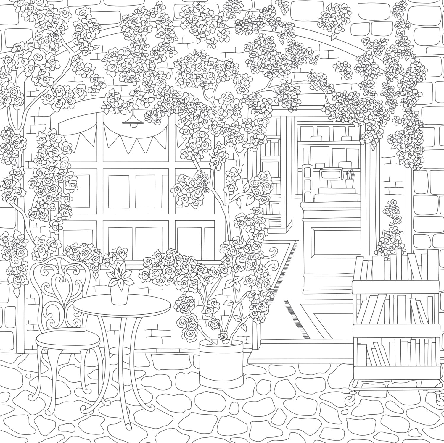 Cozy Bookshops: Colouring Book: For fans of Coco Wyo, colour your way to relaxation with charming scenes of bookstore bliss
