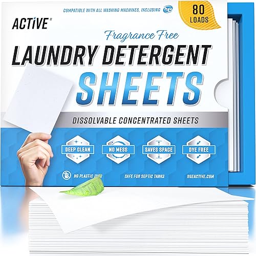 Miniatura 1 de Hojas de detergente para ropa ecológicas paquete de 80 cargas hoja de lavadora de ropa sin líquido tira de lavandería de viaje sin residuos hojas de