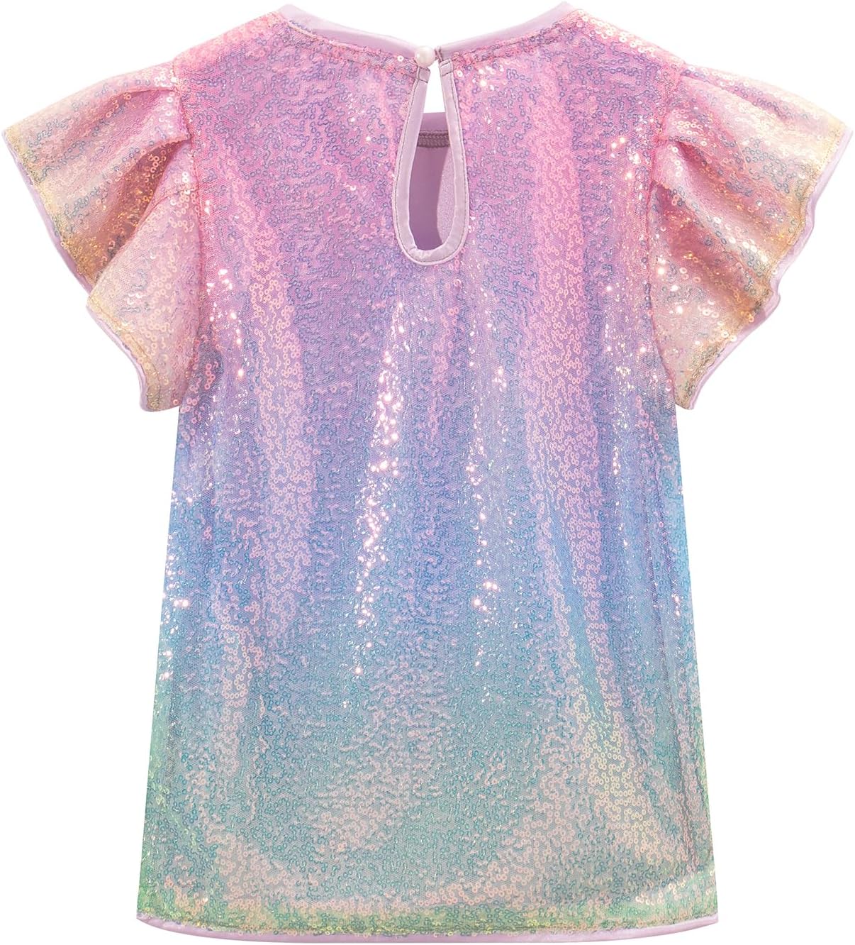Noomelfish Girls Short Sleeve Sequin Shirts Party Glitter Sparkly Tops Blouse (5-12 Years)