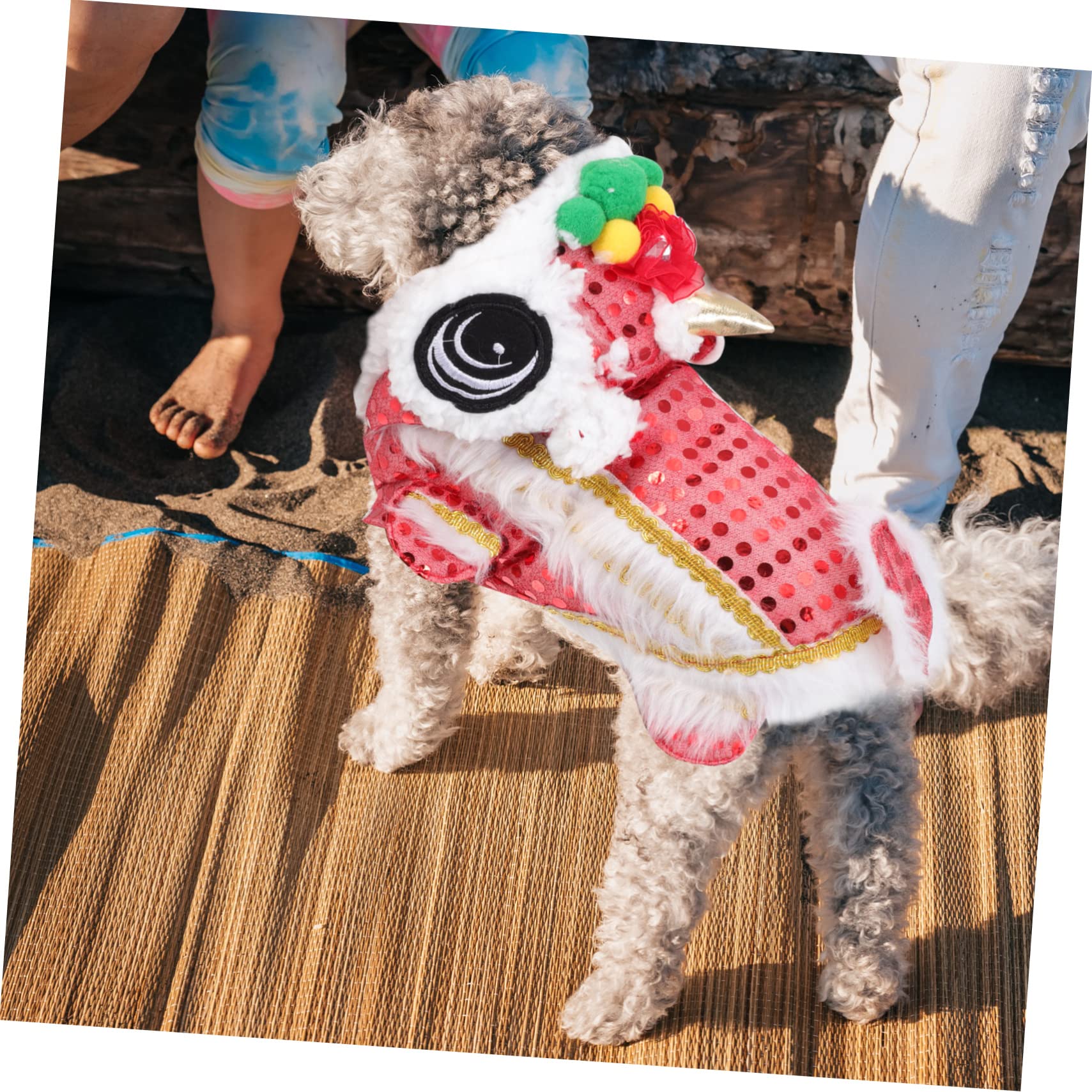 Kisangel 2stücke Cartoon Hundekostüm Für Neujahr Rotes Löwenkostüm Für Haustiere Festliche Hundekleidung Für Partys Süßes Outfit Für Hunde Und Welpen Für Feste Und Feiern