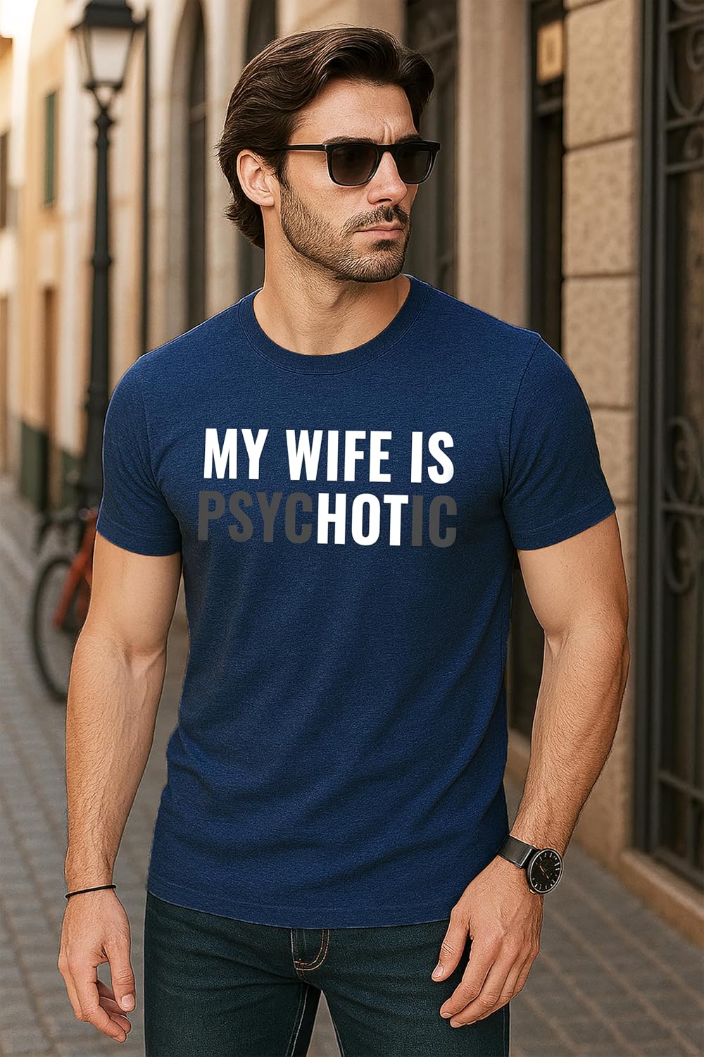 Teeny Fox My Wife is Hot T-Shirt – Funny Married Life Psychotic Wife Humor Graphic Tee for Husbands