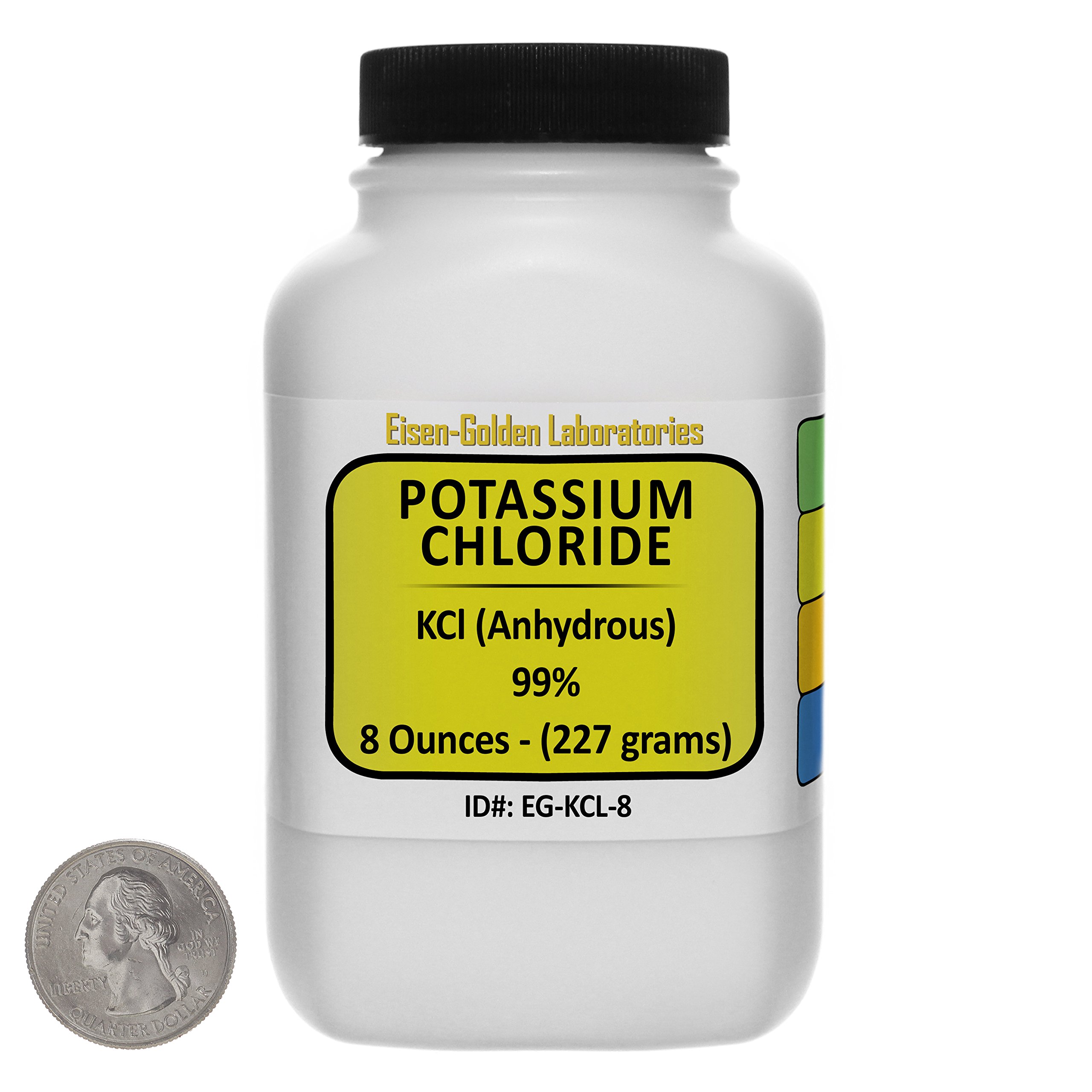 Potassium Chloride [KCl] 99% ACS Grade Powder 8 Oz in a Space-Saver Bottle
