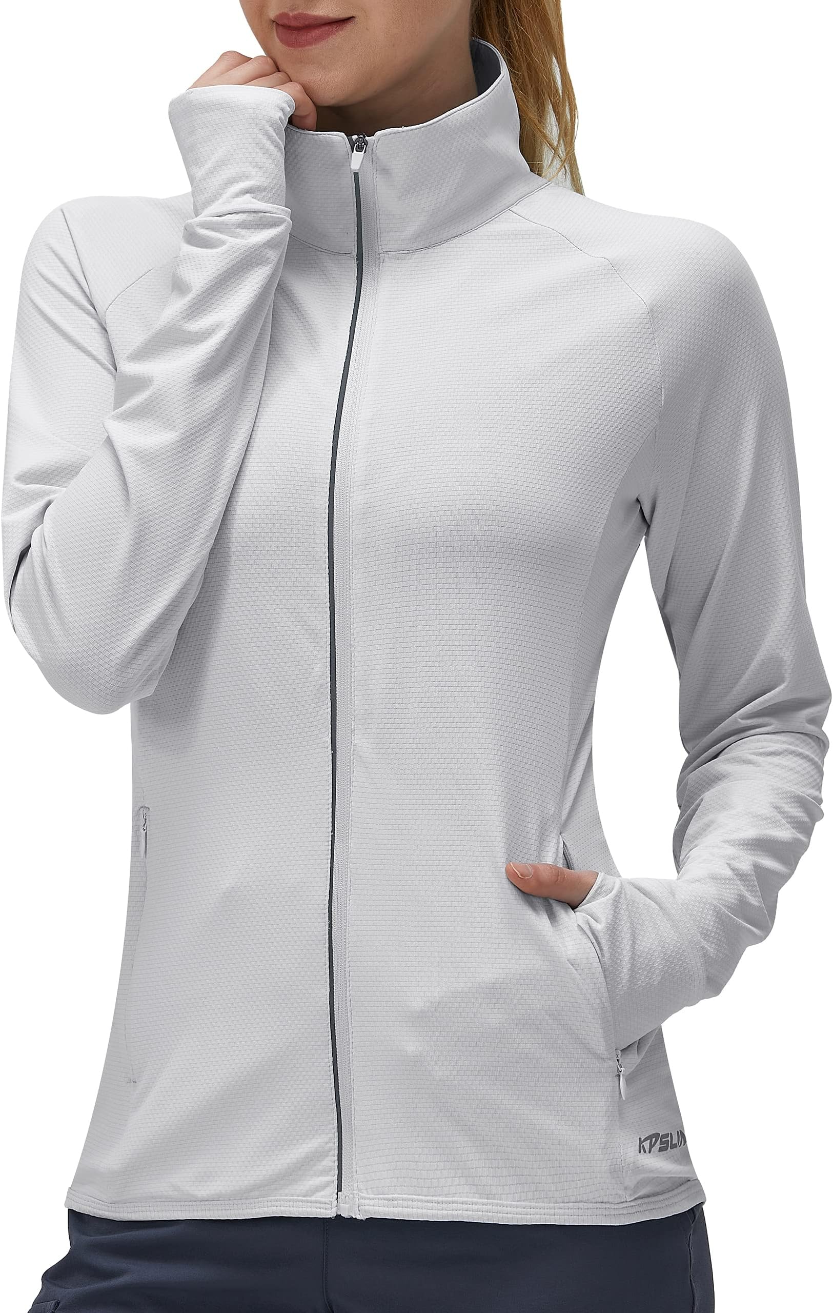 Women's UPF 50+ UV Sun Protection Clothing Long Sleeve Athletic Hiking Shirts Lightweight SPF Zip Up Outdoor Jacket