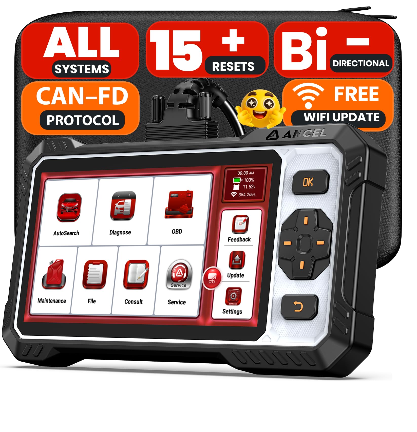 ANCEL OBD2 Scanner FX6100 Bidirectional Scan Tool, All Systems Car Scanner Diagnostic Tool with Active Test, 15+ Reset Services, Oil Light/EPB/BMS/ABS Bleeding/SAS Reset, CAN-FD, AutoVIN, Free Update
