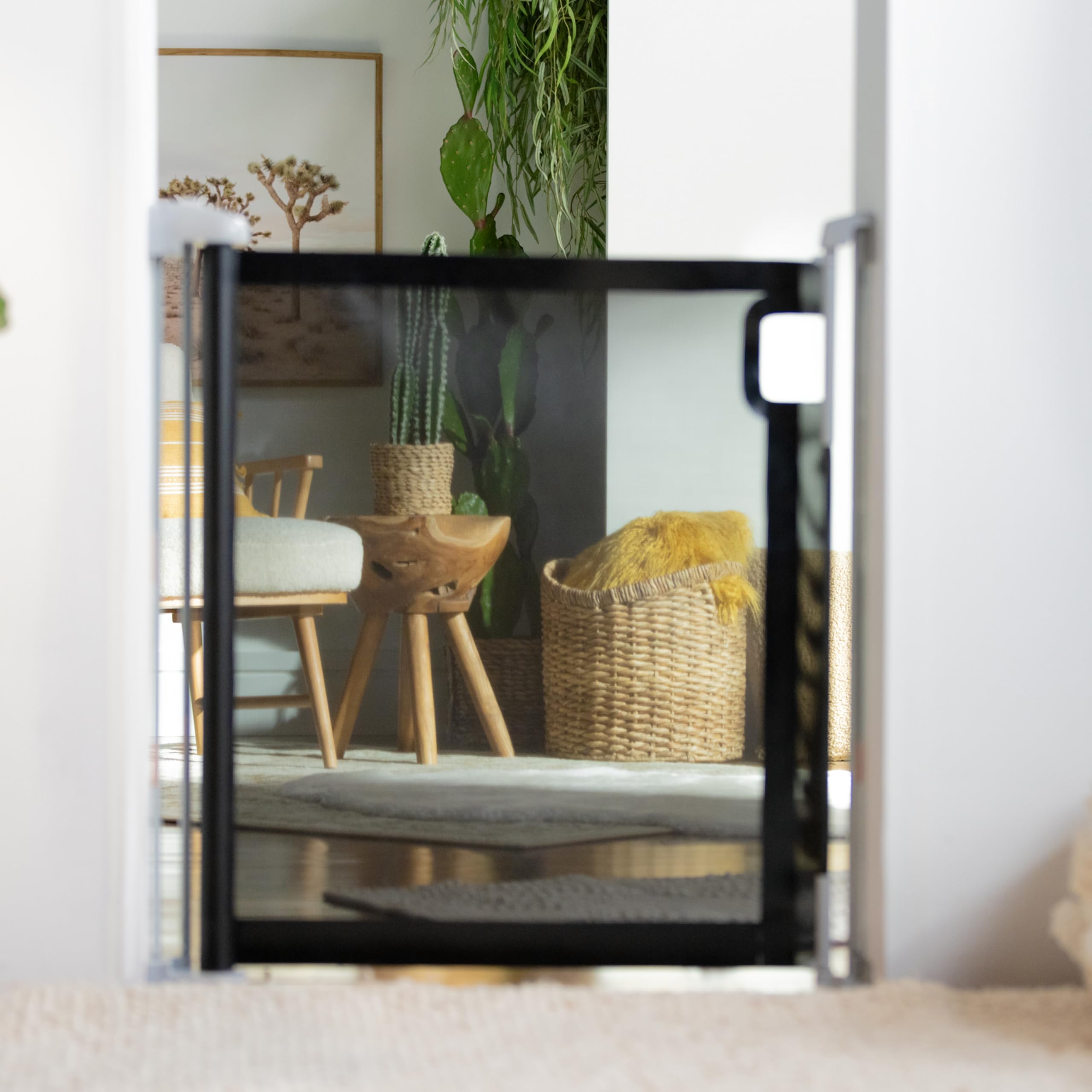 Ingenuity Thruway Serie 52W - Puerta retráctil para bebé con Malla Plegable, Puerta de Escalera para bebés y Perros, se Adapta a Aberturas de hasta 52 Pulgadas de Ancho, 30 Pulgadas de Alto, Puerta