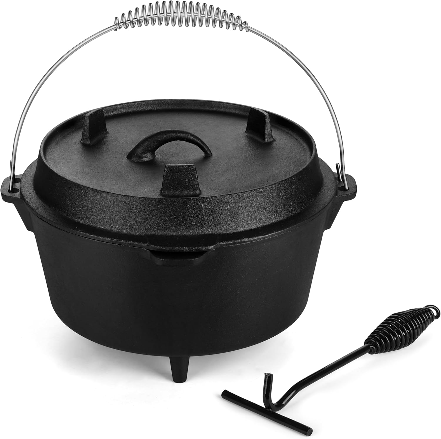 Leonyo Cast Iron Dutch Oven with Lid Lifter, 7QT Dutch Oven