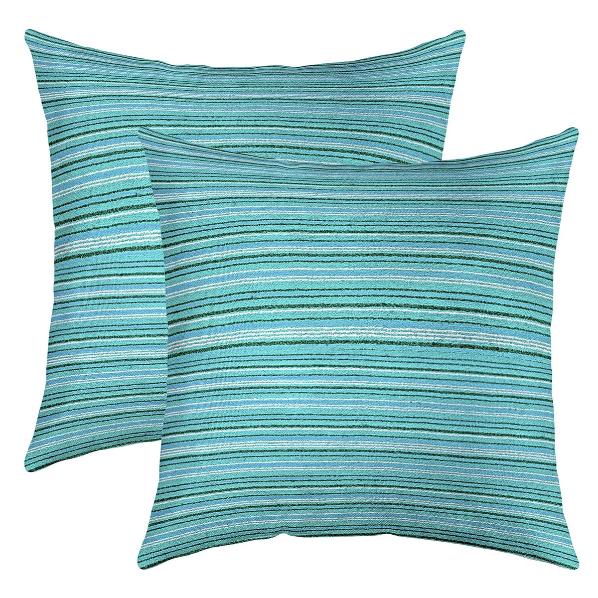 Loussiesd Kids Blue Teal Stripes Reversible Throw Pillow Covers Stripe Line Square Cushion Covers Set of 2 for Decor Modern Striped Art Pillow Covers Home Decor Women Men Geometric 20x20 Inch