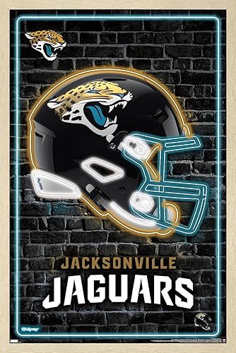 Miniatura 7 de Trends International NFL Jacksonville Jaguars - Póster de pared con casco neón 23, 22.4 pulgadas de largo x 14.7 pulgadas, versión enmarcada