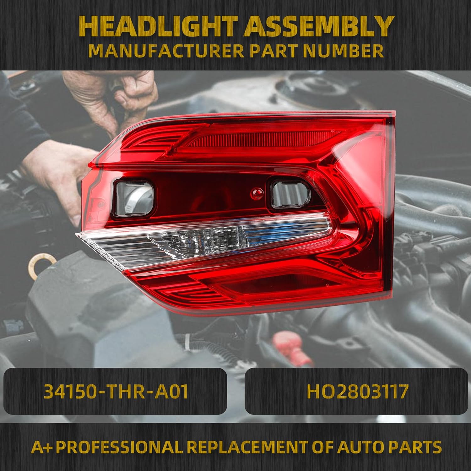 Dasbecan LED Inner Tail Light Assembly Compatible With 2018-2024 Honda Odyssey Taillight Rear Lamp Right Passenger Side Replace# 34150-THR-A01 HO2803117