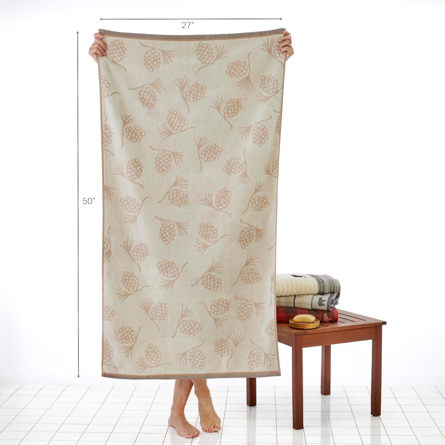 SKL Home Christmas/Winter Fall/Winter Pinecone Jacquard Bath Towel, Wheat - Image 2