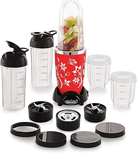 Cookwell Bullet Mixer Grinder (5 Jars, 3 Blades, Silver)