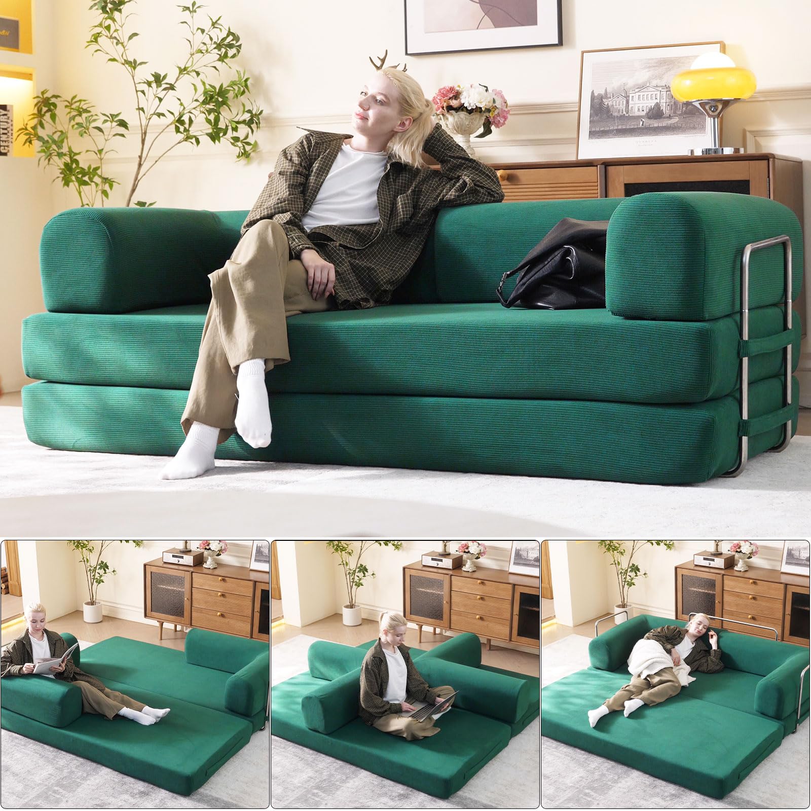Amazon.com: WHGBJA 79'' Convertible Sleeper Sofa Bed, 3-in-1