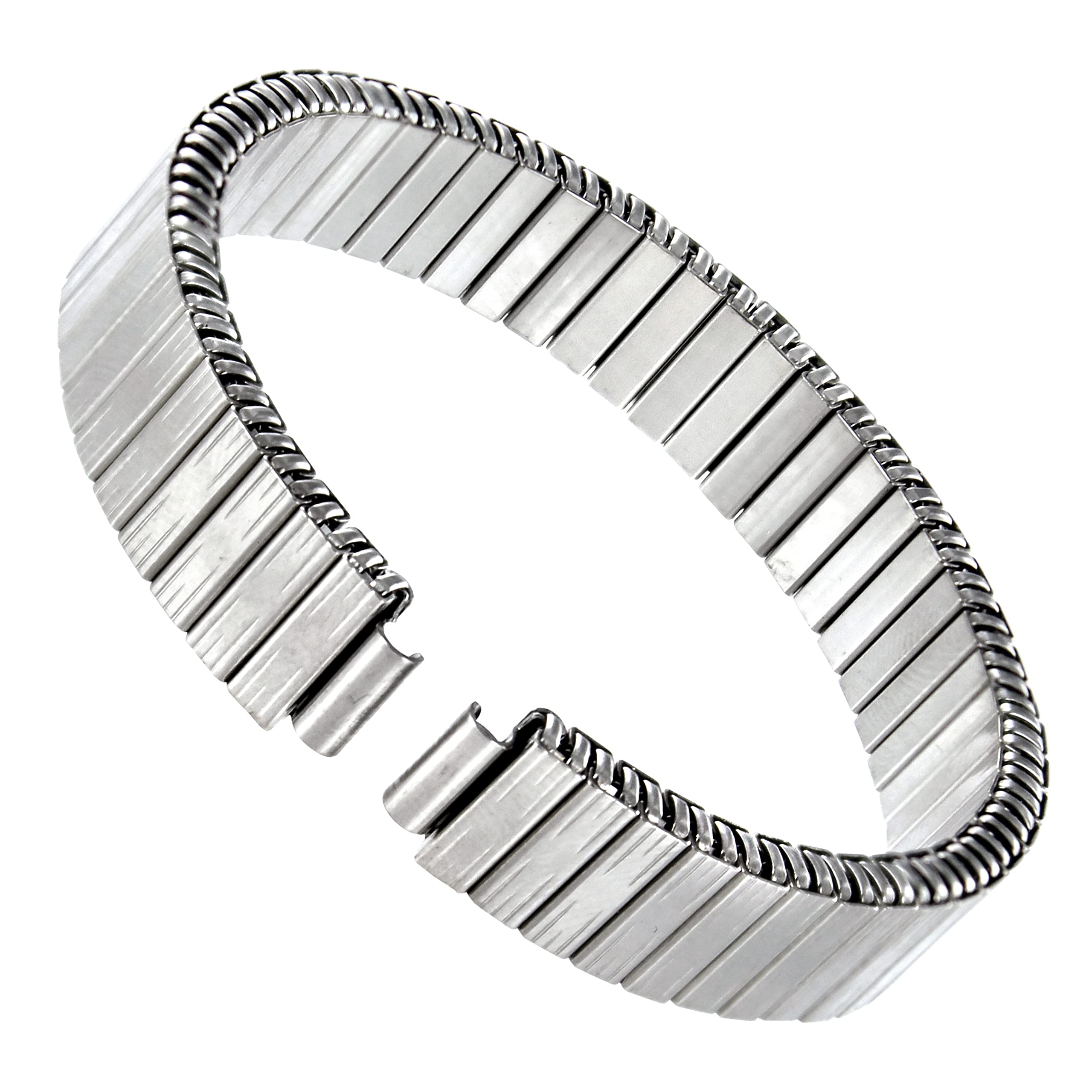 6mm Hirsch bijou Ladies Shiny Silver Tone Stainless Steel Stretchy Metal Watch Band