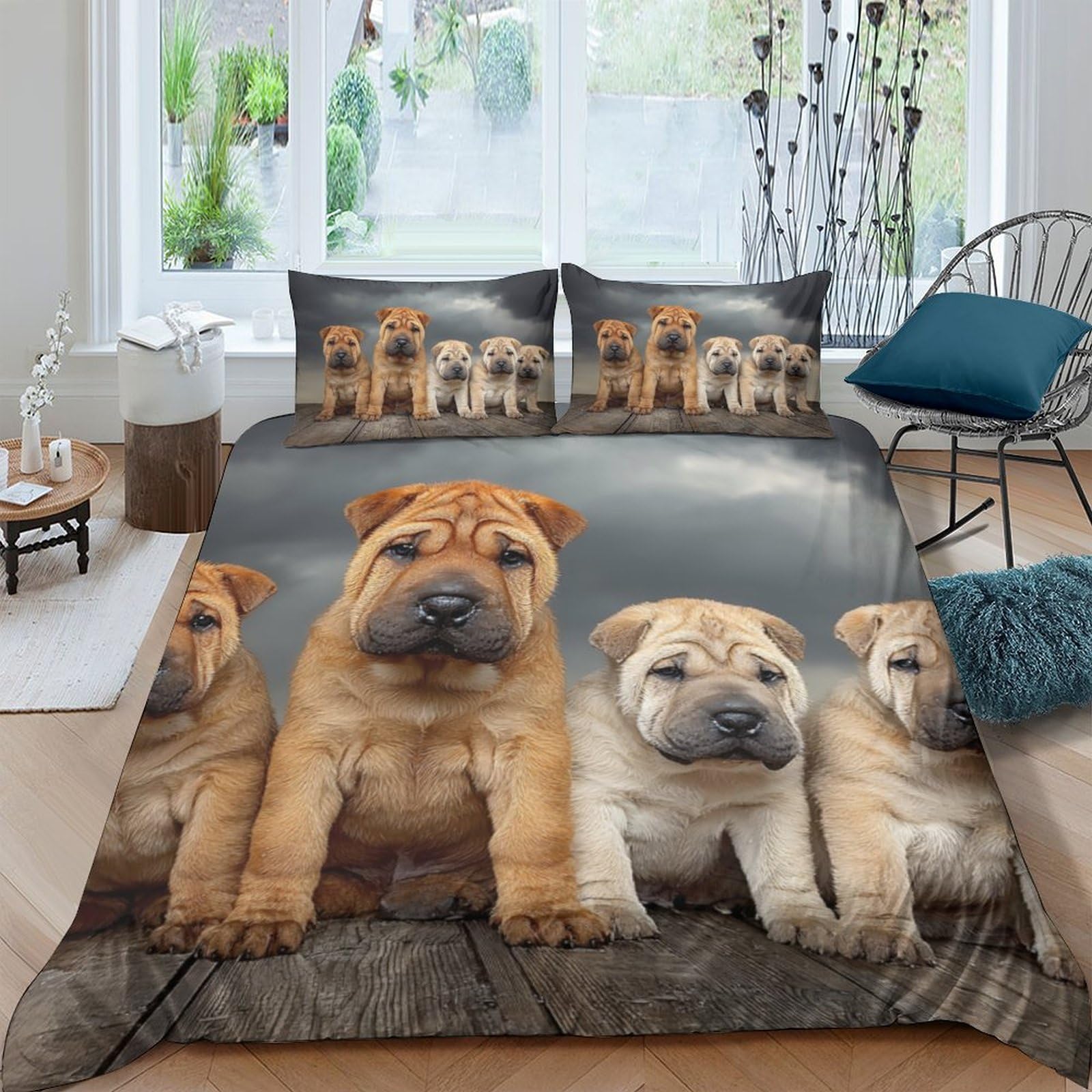 Duvet cover Chien 140x200 cm housse de couette imprimée microfibre respirante