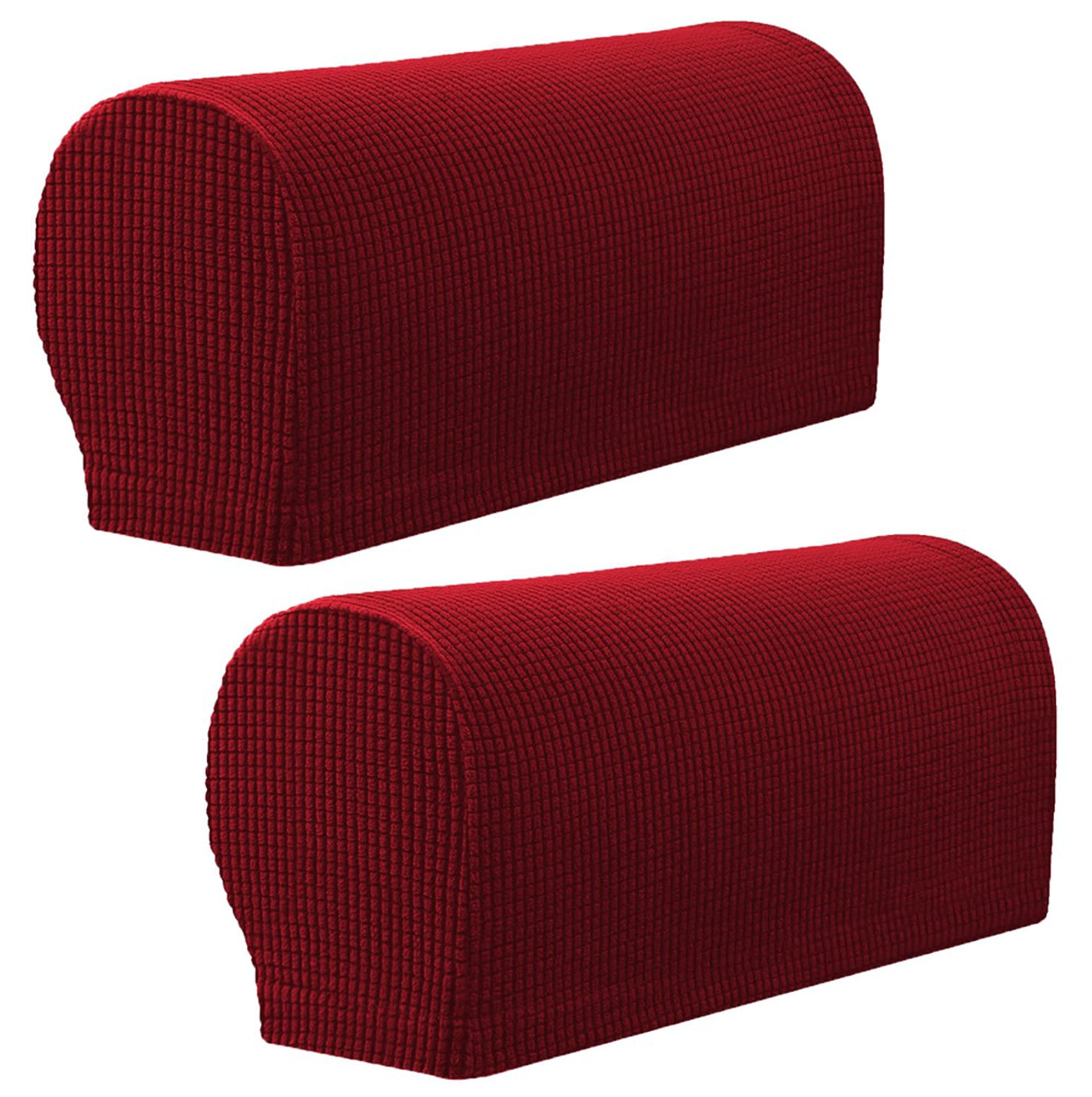 Hruile Sofa Armrest Protectors 2PCS Non-Slip Fluffy Style Sofa Armrest Cover Chair Arm Protectors Arm Rest Covers Stretch Fabric Armrest Covers for Armchairs,Wine Red