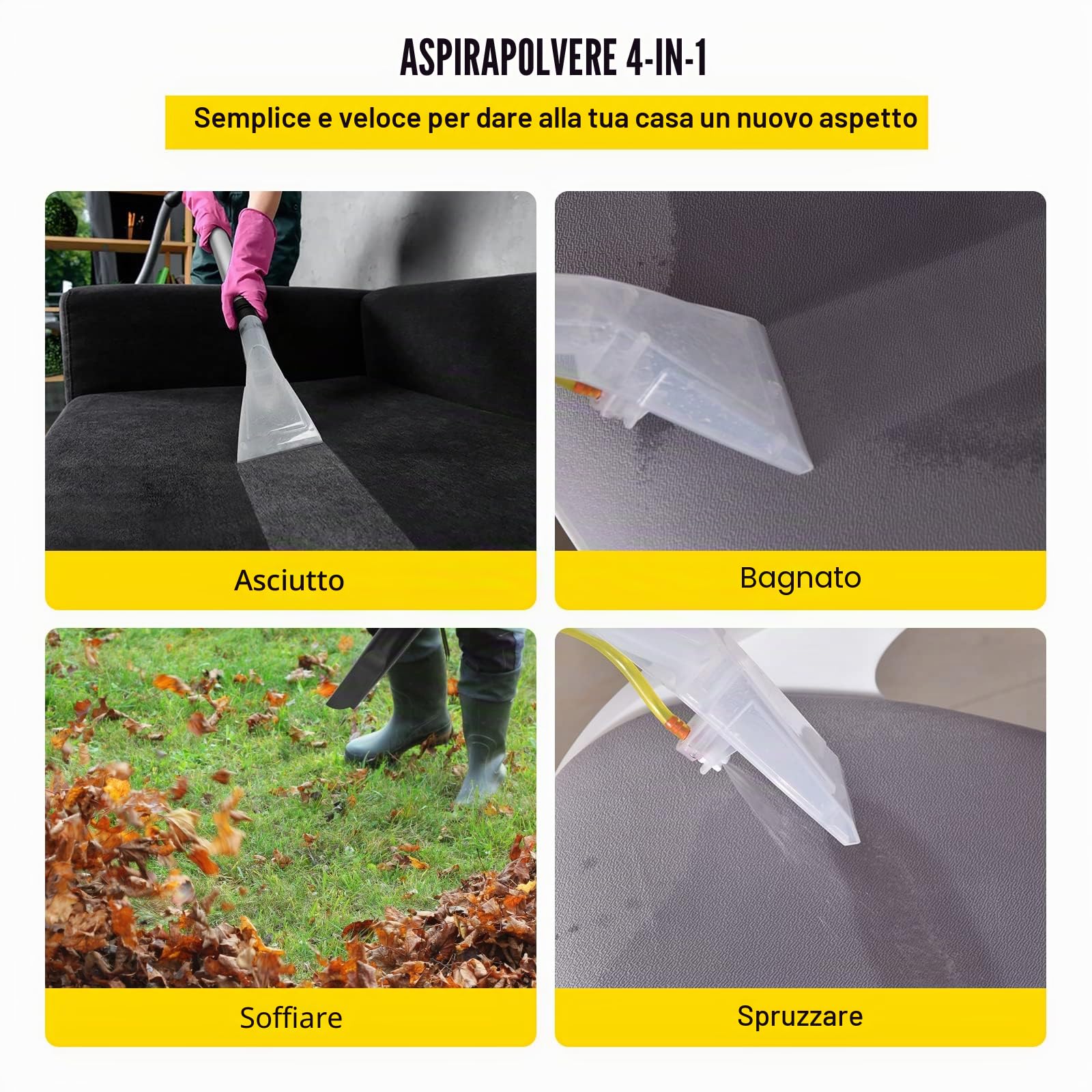 VEVOR Bidone Aspirapolvere con Filo Portatile Umido e Secco a Pressione 1200W Capacità di Cilindro 20L, Aspiracenre con Filtro HEPA 17Kpa per Cortile Giardino Parco