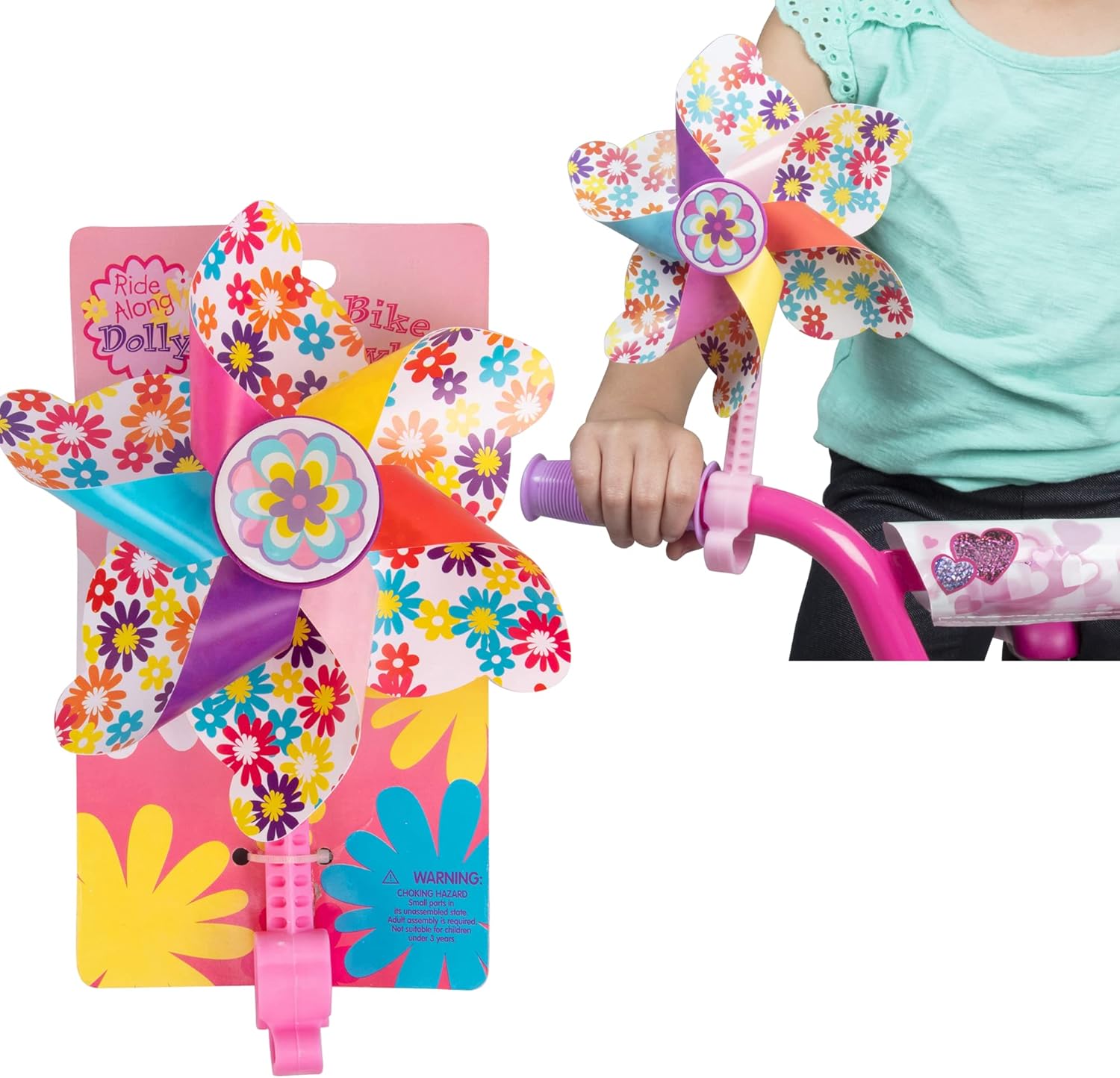 Ride Along Dolly Bike Handlebar Pinwheel Spinning Flower Pinwheel for