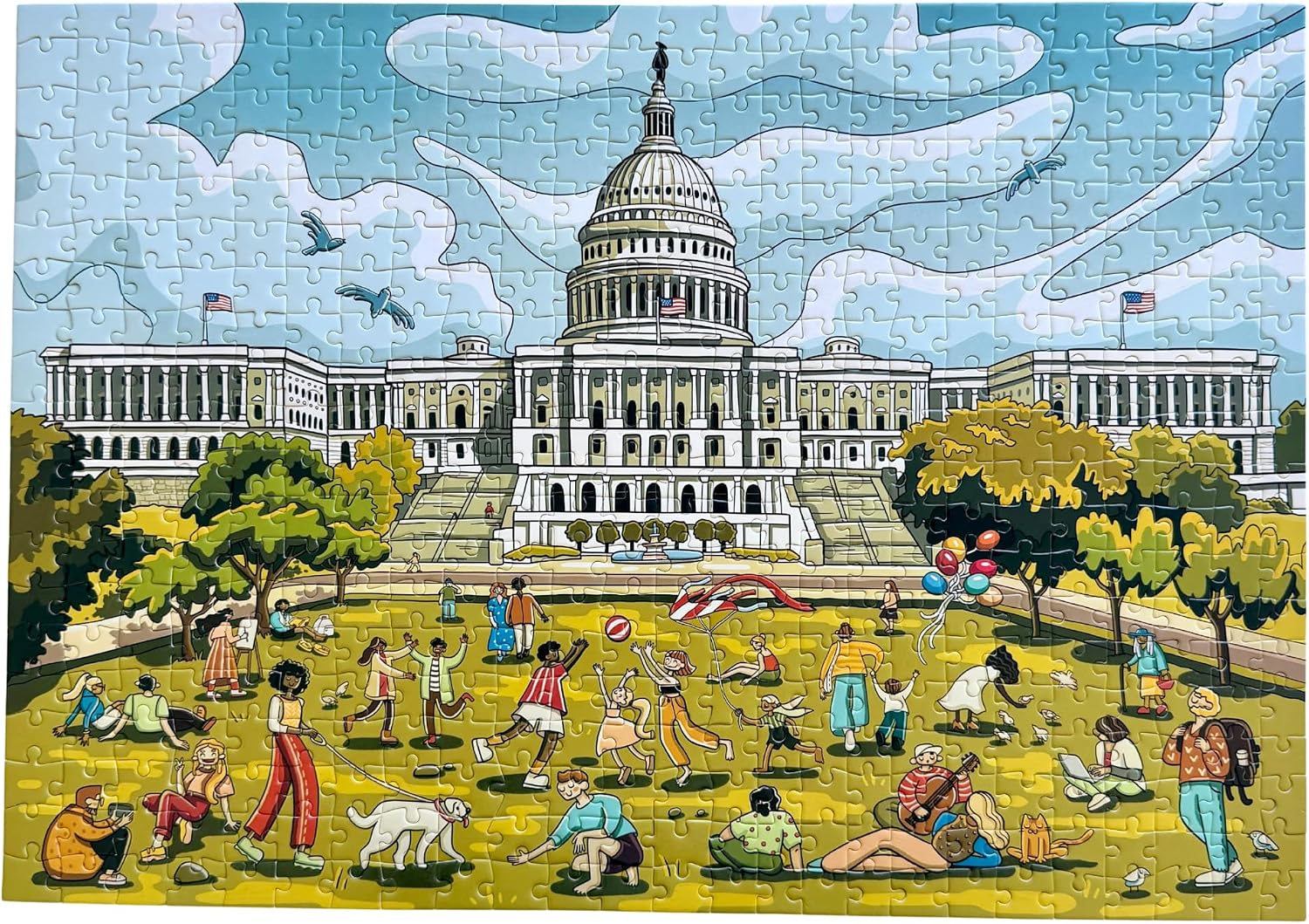 500-Piece Jigsaw Puzzle for Adults – Washington DC Landmarks, United States Capitol – Updated Edition with New Cut, Colorful Nostalgic Puzzle for Family Activity, Gift & Souvenir