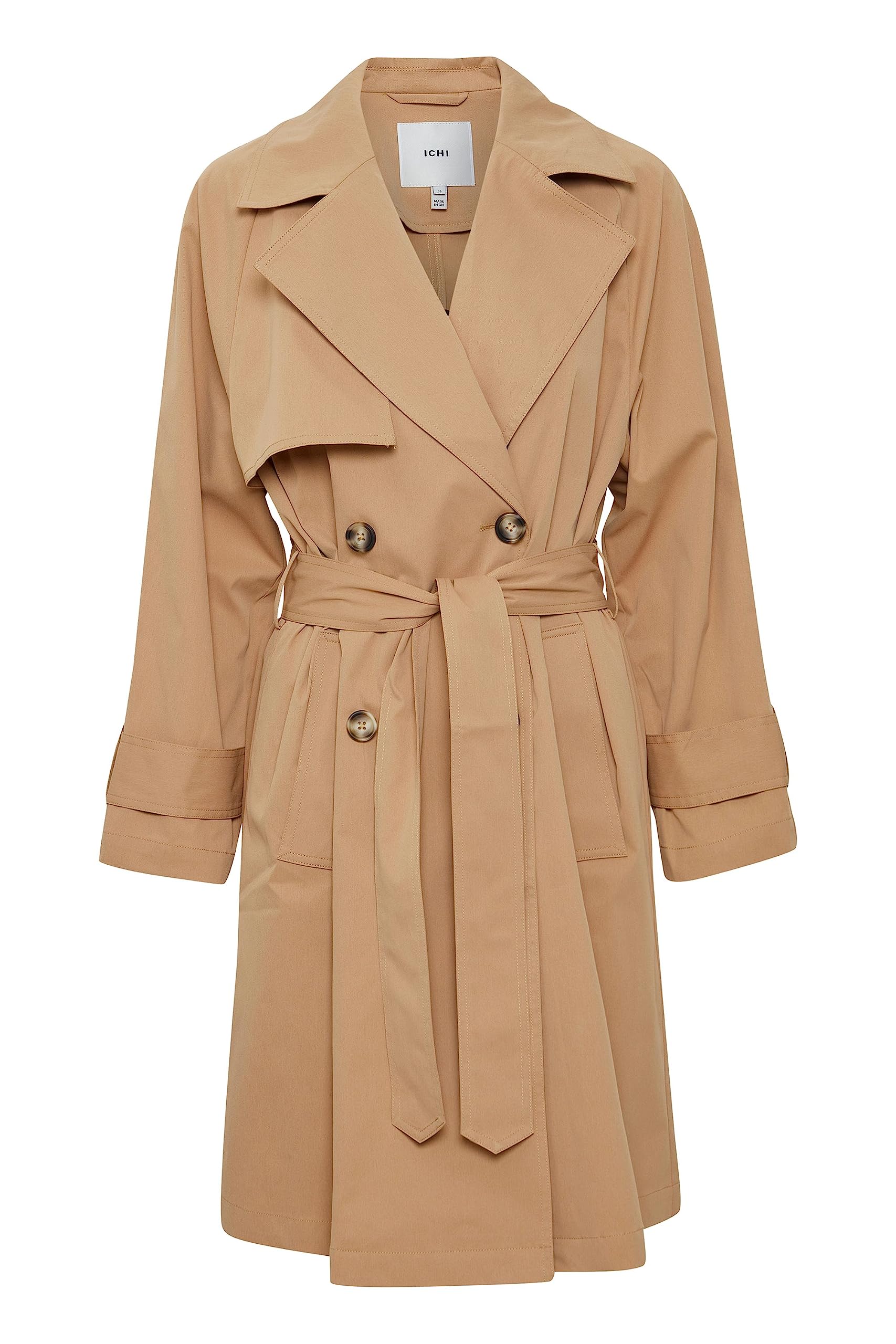 ICHI IHELOVA JA Damen Trenchcoat Jacke Übergangsmantel Trenchcoat Kurzmantel