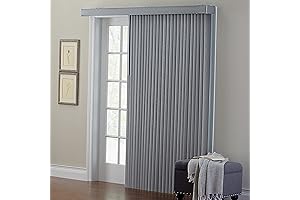 BrylaneHome Embossed Vertical Vinyl Blinds | Blinds for Large Windows