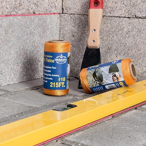 Miniatura 6 de HONGDA Mason Line - Cuerda de polipropileno torcido #18 de 215 pies, perfecta para trabajos de mampostería y para el diseño de construcción general,
