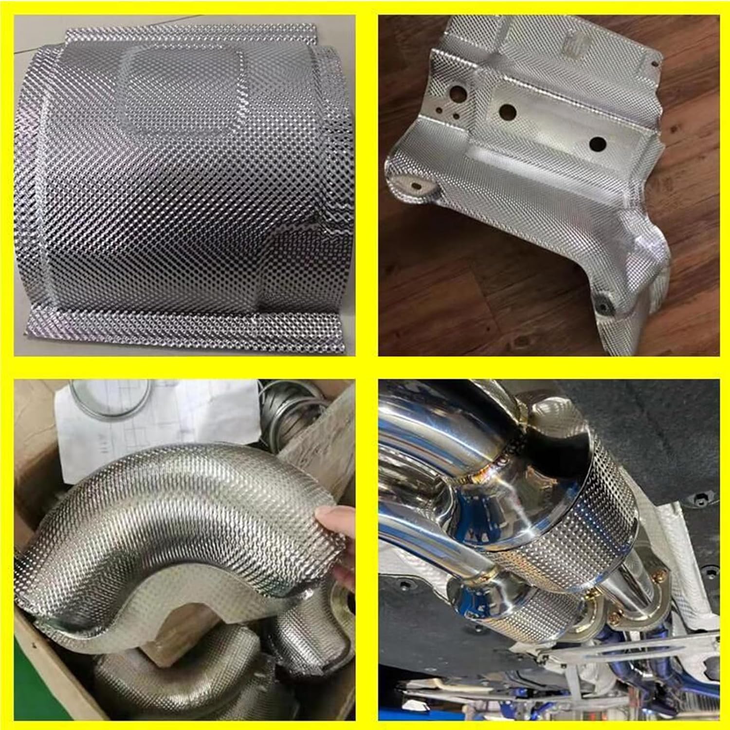 Aluminum Exhaust Wrap, Lightweight Auto Heat Insulation Sheet, Engine and Pipe Protector, 19.68 X 19.68 Inches for Cars, Trucks, Motorcycles Ideal for Dads, Husbands, Mechanics, Enthusiasts